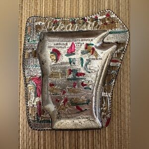 Vintage Retro Arkansas Metal Ashtray Made In Japan 4.5 X 3.5